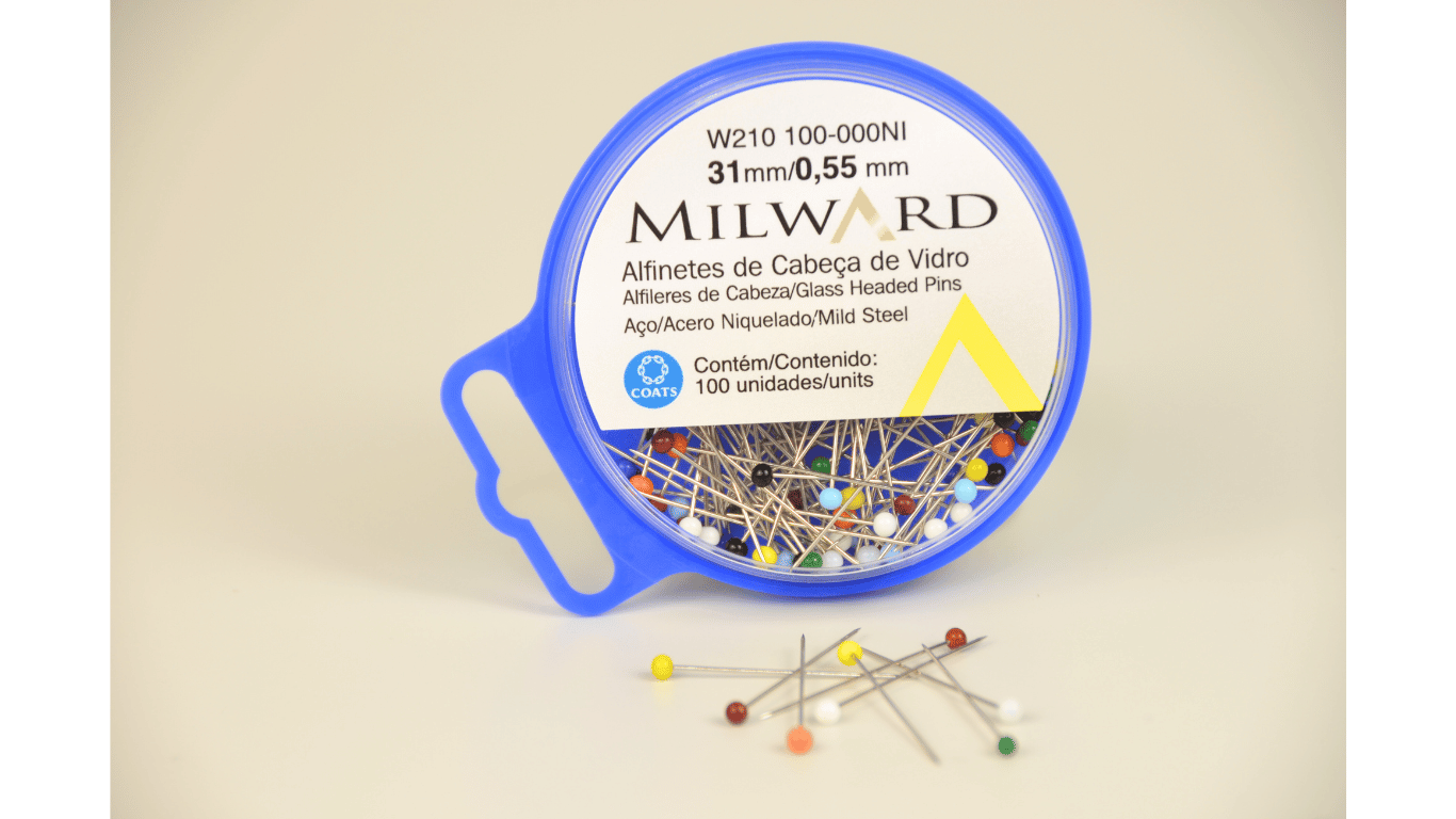 alfinete cabeça de vidro Alfinete Colorido Cabeca de Vidro com 100unidades Coats Corrente